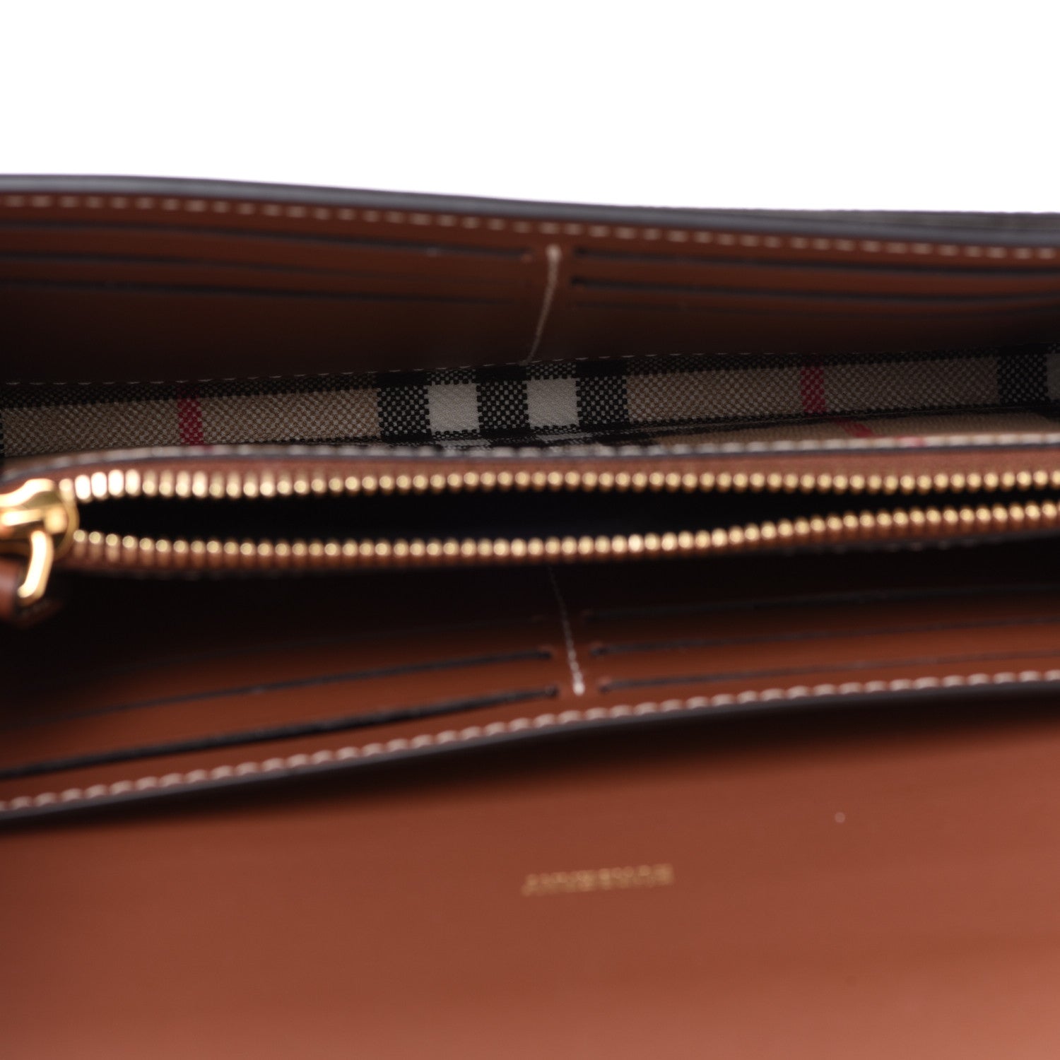 Burberry Vintage Check Grain Calfskin Halton Wallet Tan 5 of 9