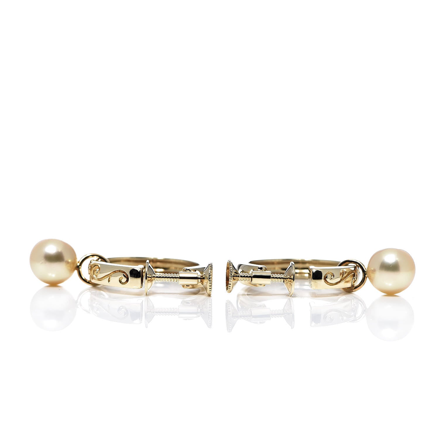 Mikimoto 18K Yellow Gold Golden South Pearl 7mm Hoop Screw Back Earrings 3 of 3
