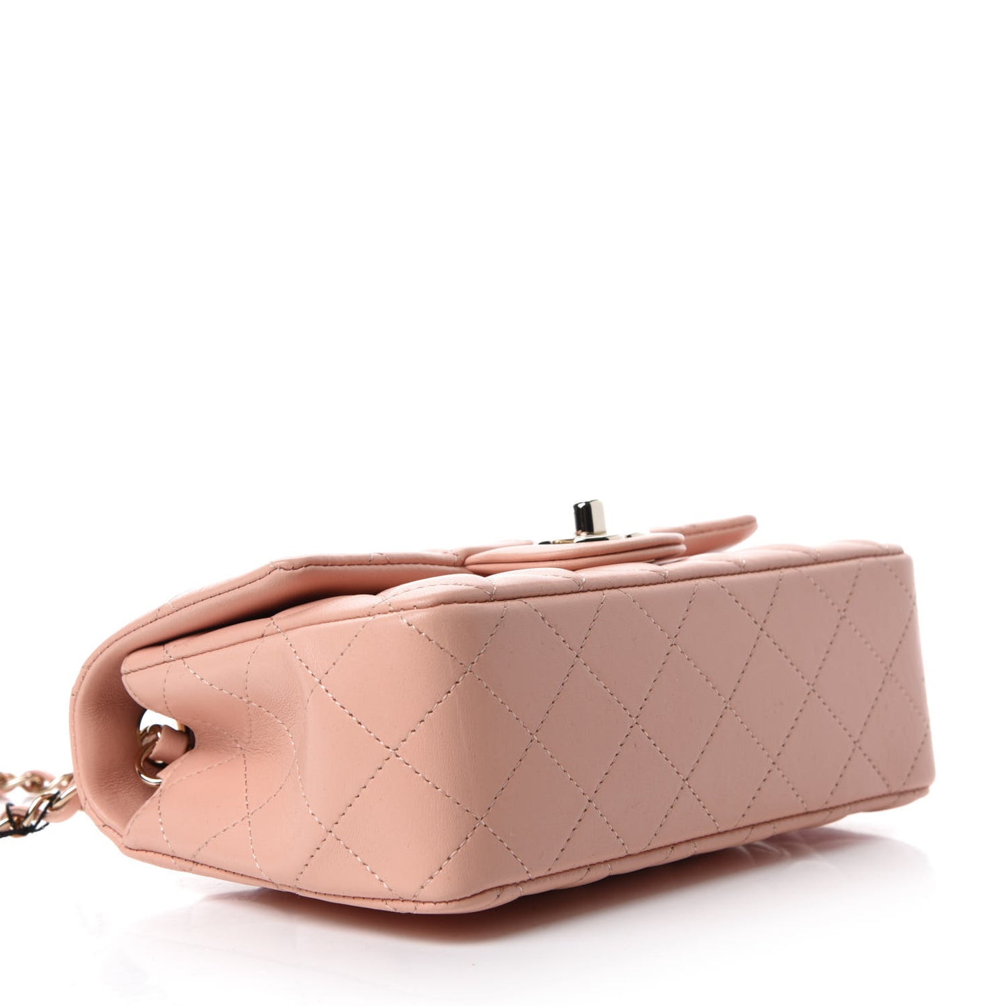 Lambskin Quilted Mini Rectangular Flap Light Pink