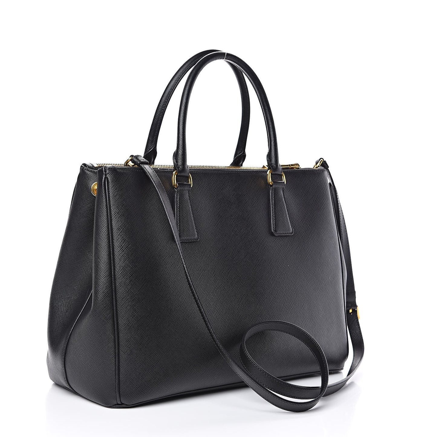 Saffiano Medium Galleria Double Zip Tote Black