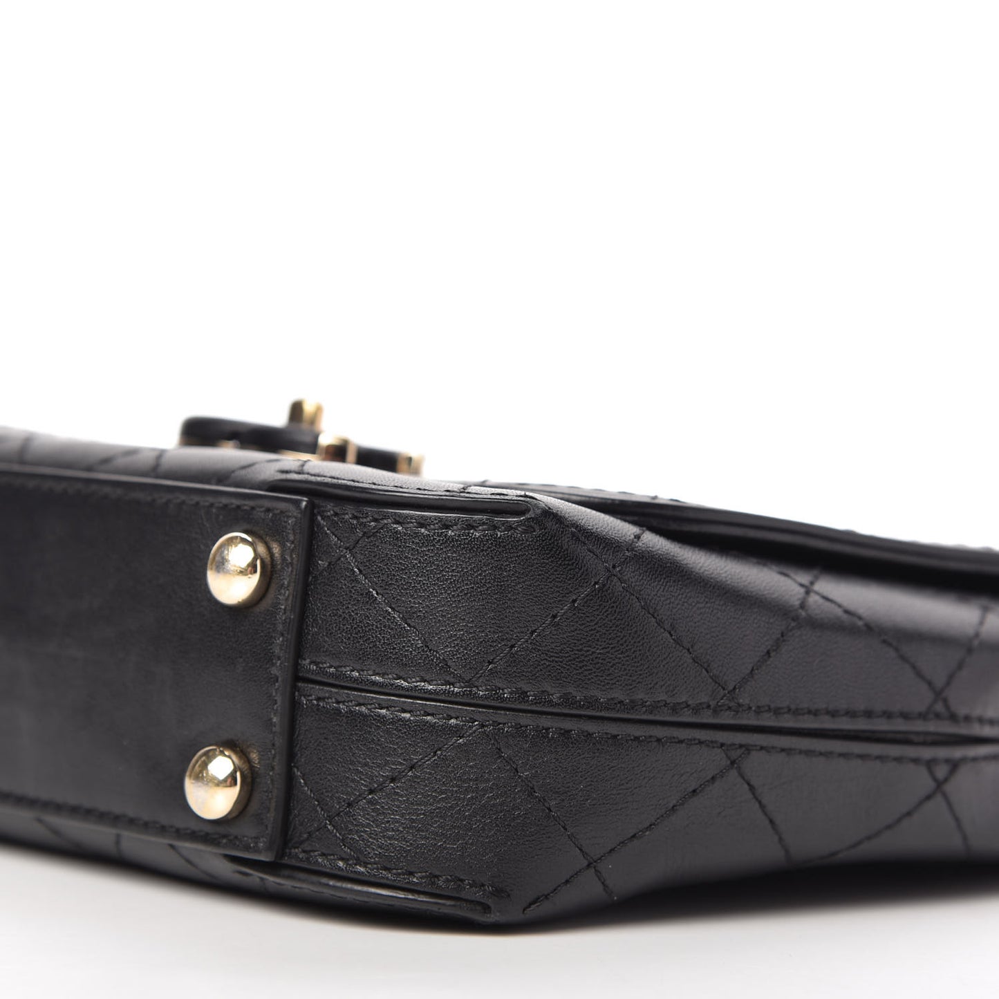 Calfskin Stitched Flap Bag Black