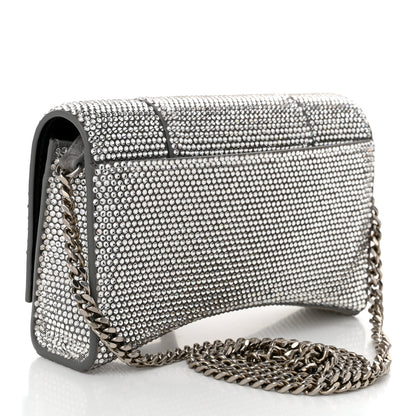 Balenciaga Strass Suede Hourglass Chain Bag Smoke Grey Crystal 3 of 9