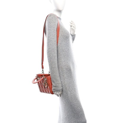 Christian Dior Lambskin Cannage Small My ABCDior Lady Dior Coral 2 of 13