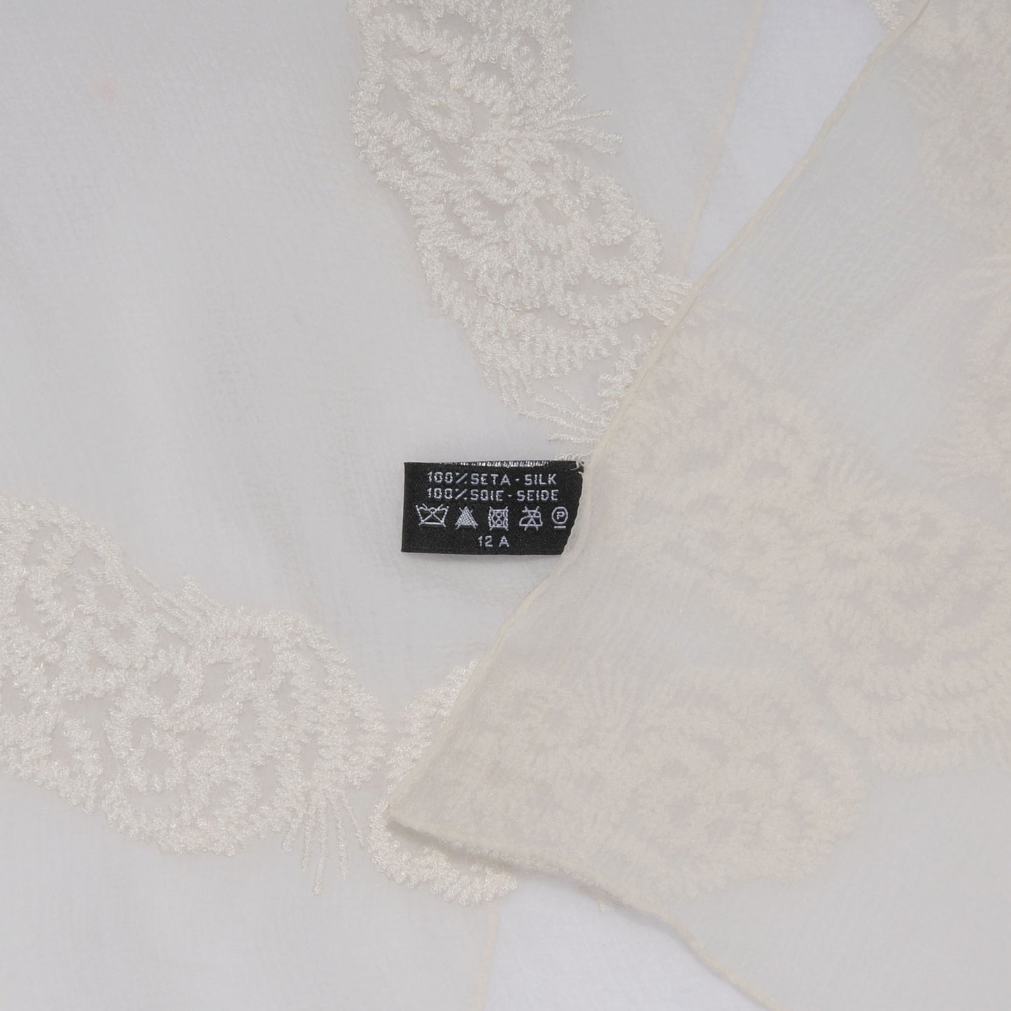 Silk Embroidered Camellia CC Scarf