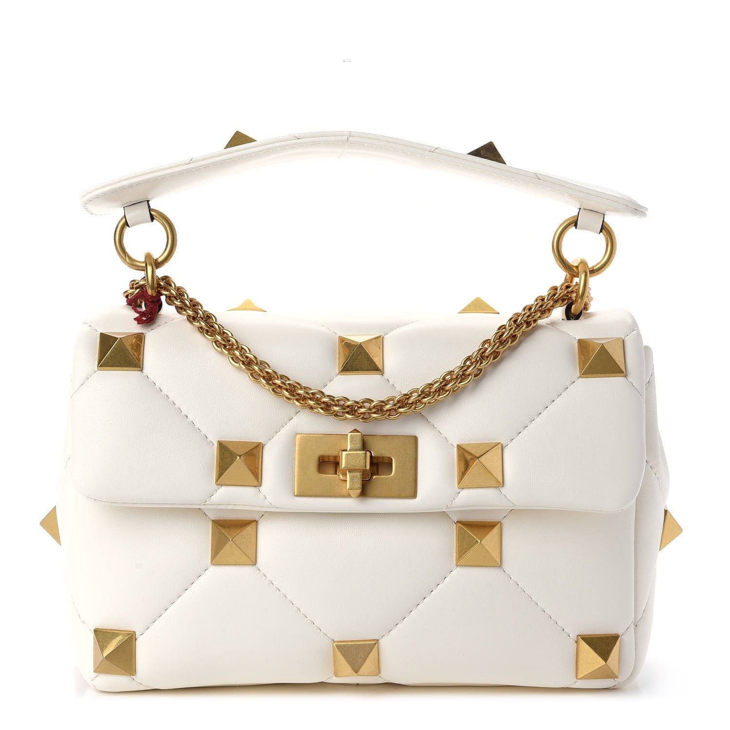 Valentino Garavani Nappa Large Roman Stud Shoulder Bag Ivory 1 of 8