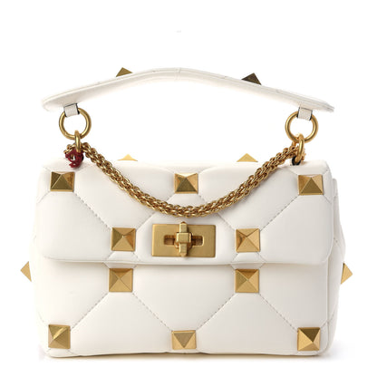 Valentino Garavani Nappa Large Roman Stud Shoulder Bag Ivory 1 of 8