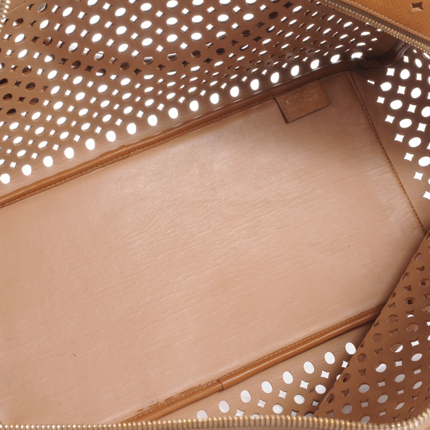 Prada Saffiano Perforated Bowler Caramel 7 of 8