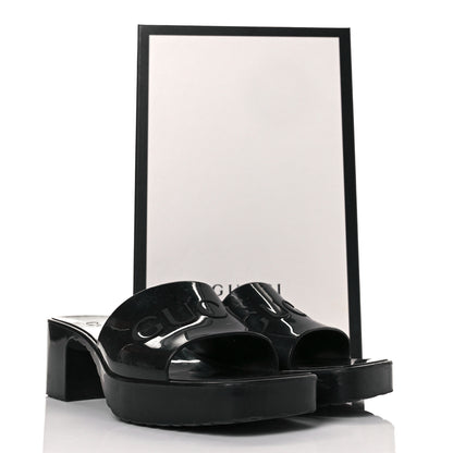 Gucci Rubber Gucci Logo Womens Platform 20/60mm Slide Sandals 36 Black 24 of 24
