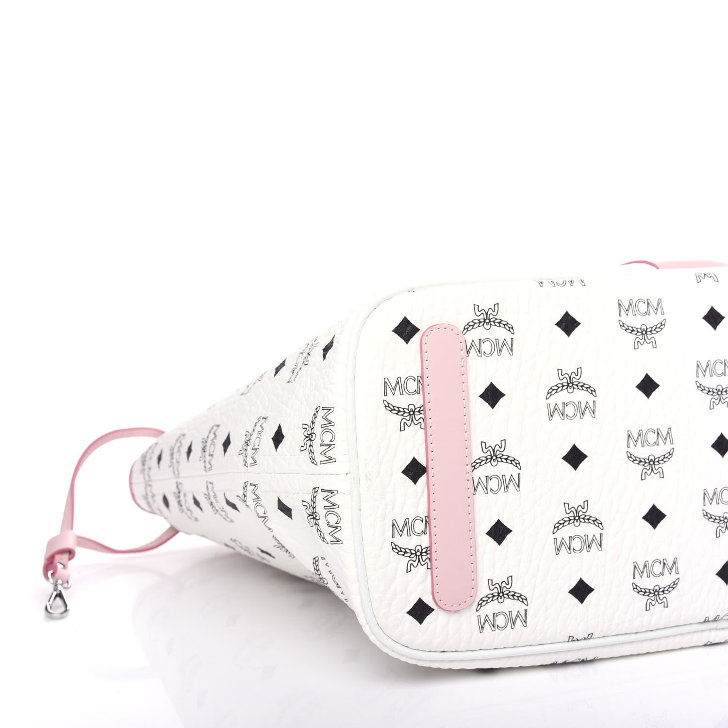 MCM Visetos Medium Liz Reversible Shopper Tote White Powder Pink 7 of 10