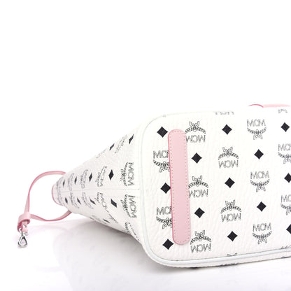MCM Visetos Medium Liz Reversible Shopper Tote White Powder Pink 7 of 10