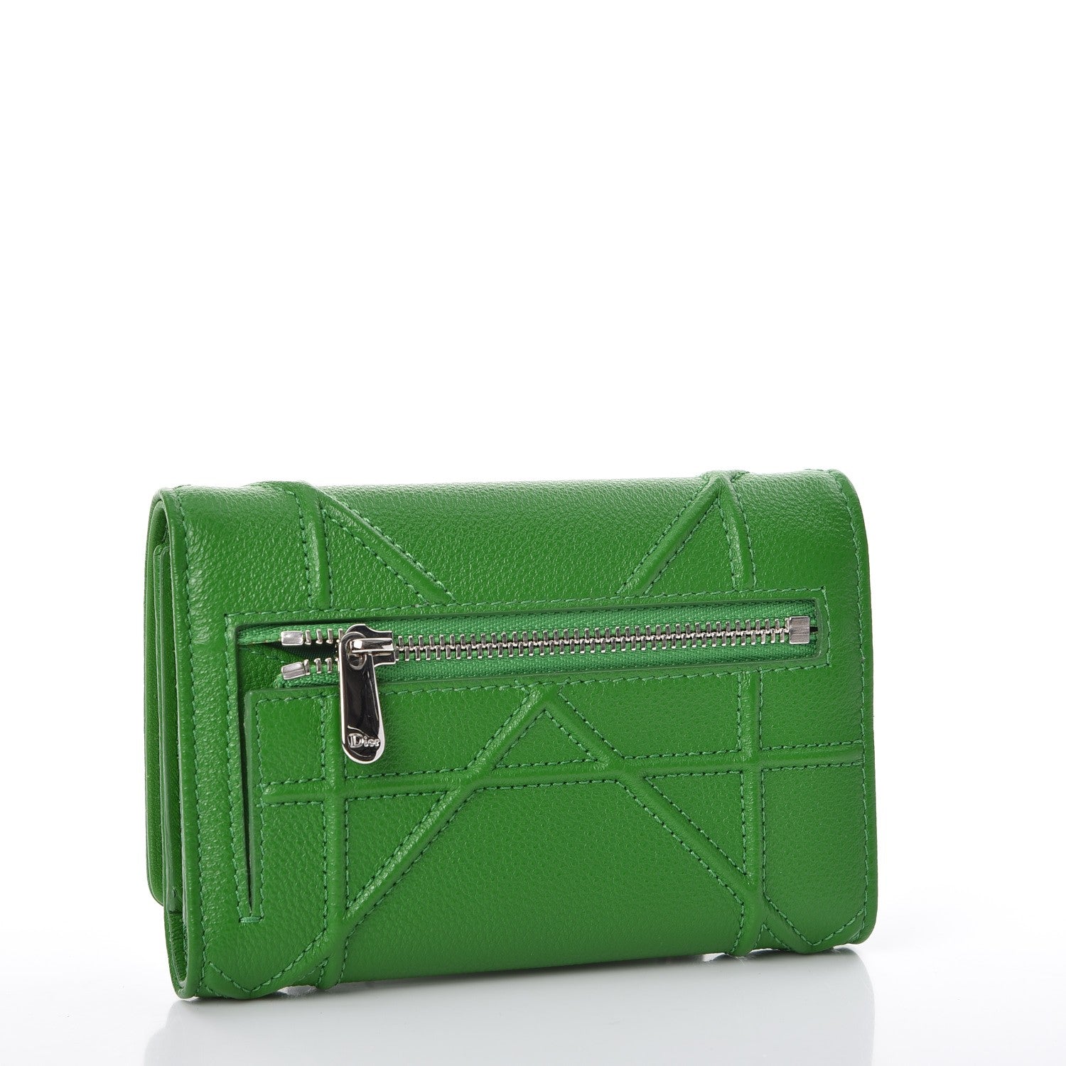 Christian Dior Grained Calfskin Cannage Diorama Elancee Wallet Green 3 of 7