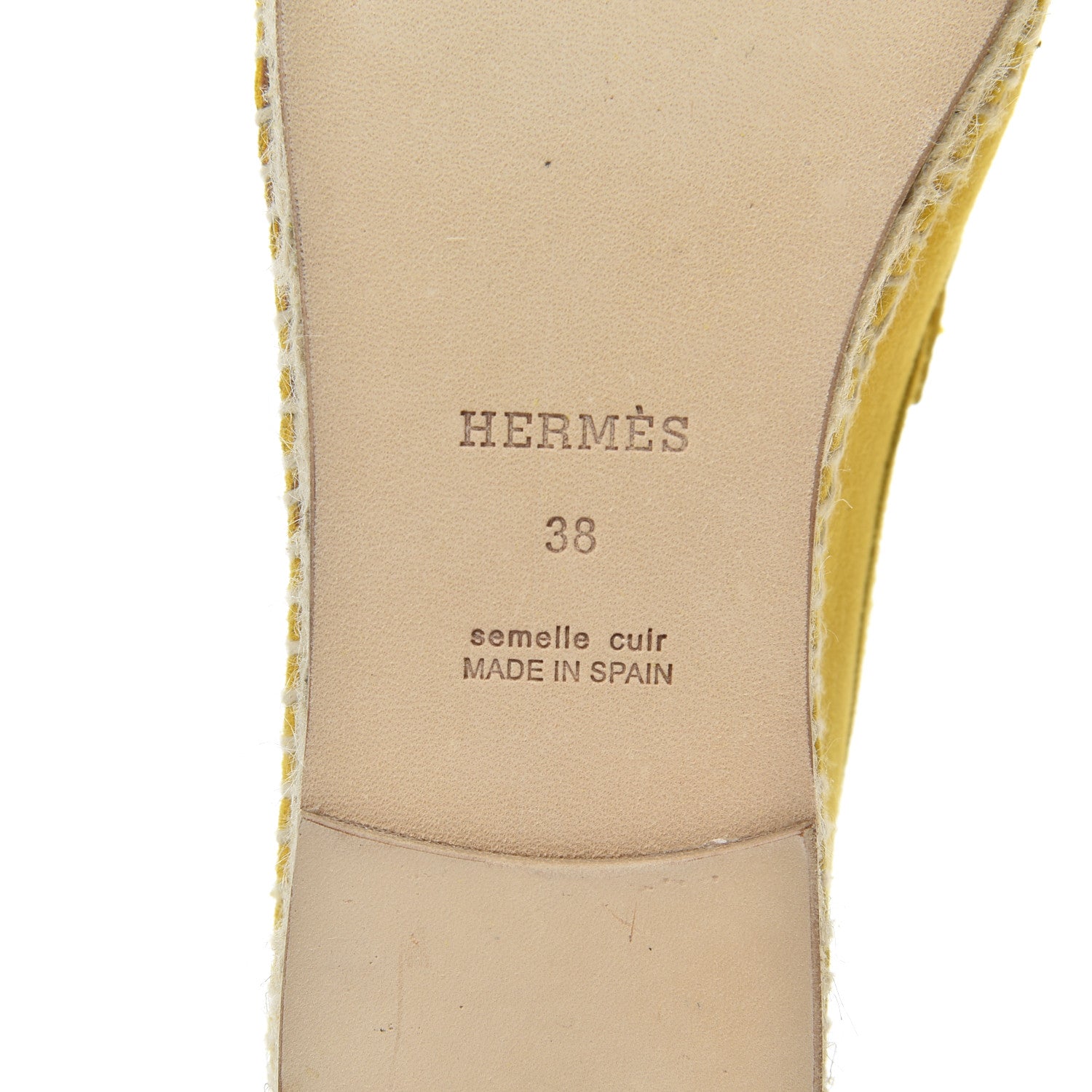 Hermes Suede Goatskin Womens Trip Espadrilles 38 Jaune Citron 7 of 18