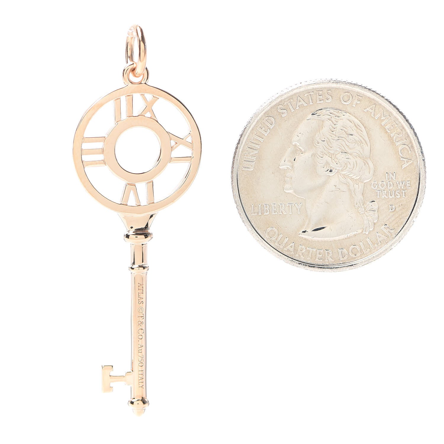 Tiffany 18K Rose Gold Diamond Atlas Key Pendant 2 of 4