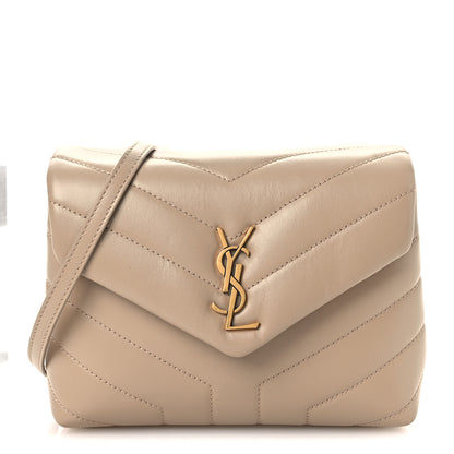 Saint Laurent Calfskin Y Quilted Monogram Toy Loulou Crossbody Bag Dark Beige Dark Beige 1 of 10