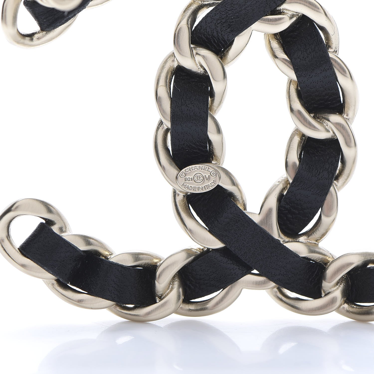Chanel Lambskin Chain CC Brooch Black Gold 4 of 5