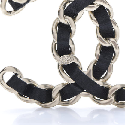 Chanel Lambskin Chain CC Brooch Black Gold 4 of 5