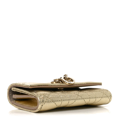 Christian Dior Metallic Lambskin Cannage My Dior Glycine Wallet Gold 4 of 7