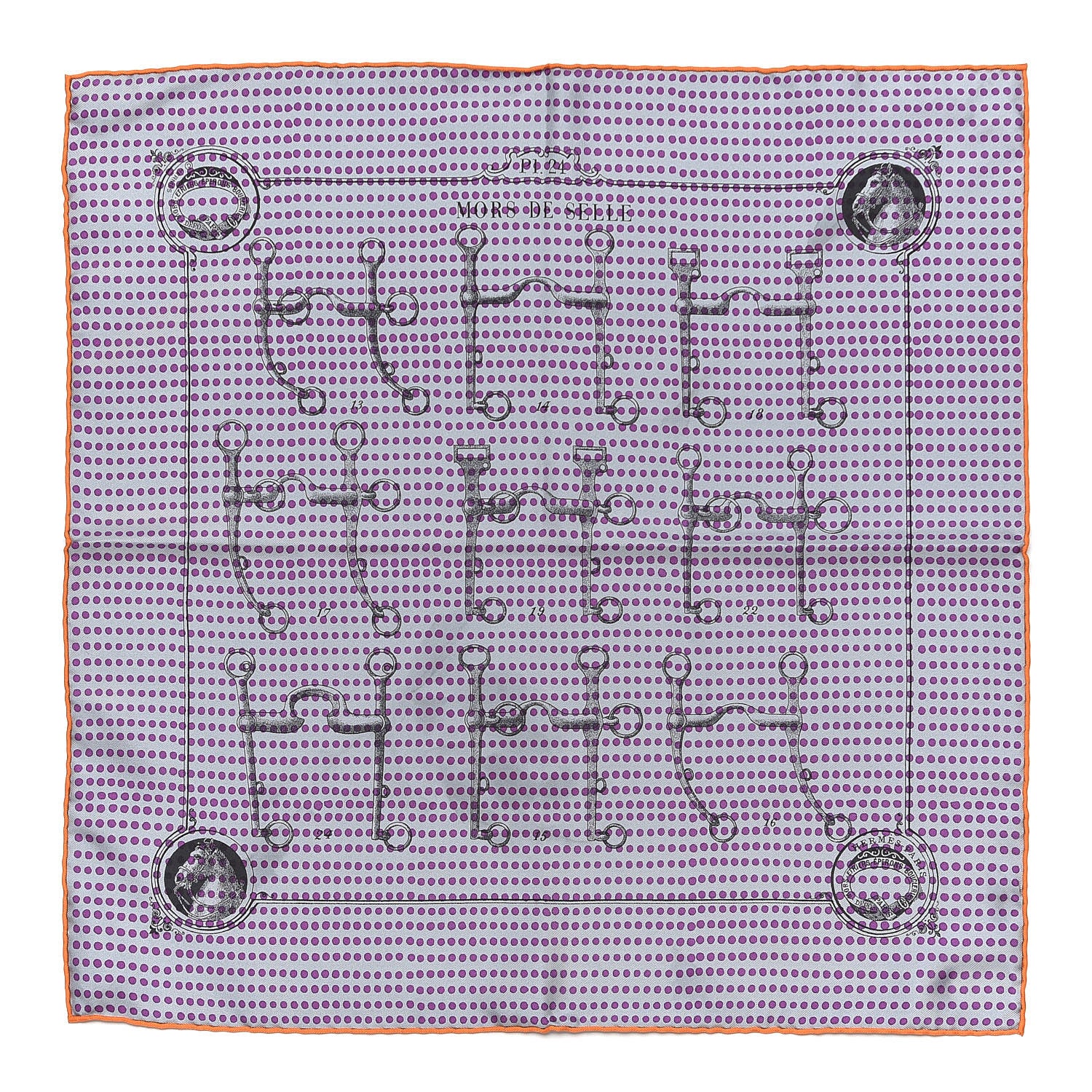 Hermes Silk Mors De Selle Pocket Square 1 of 4