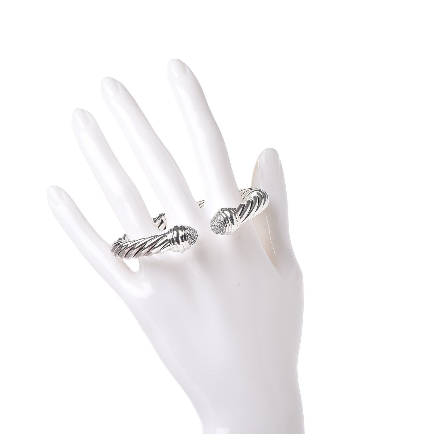 Sterling Silver Diamond 8.5mm Cable Classics Bracelet