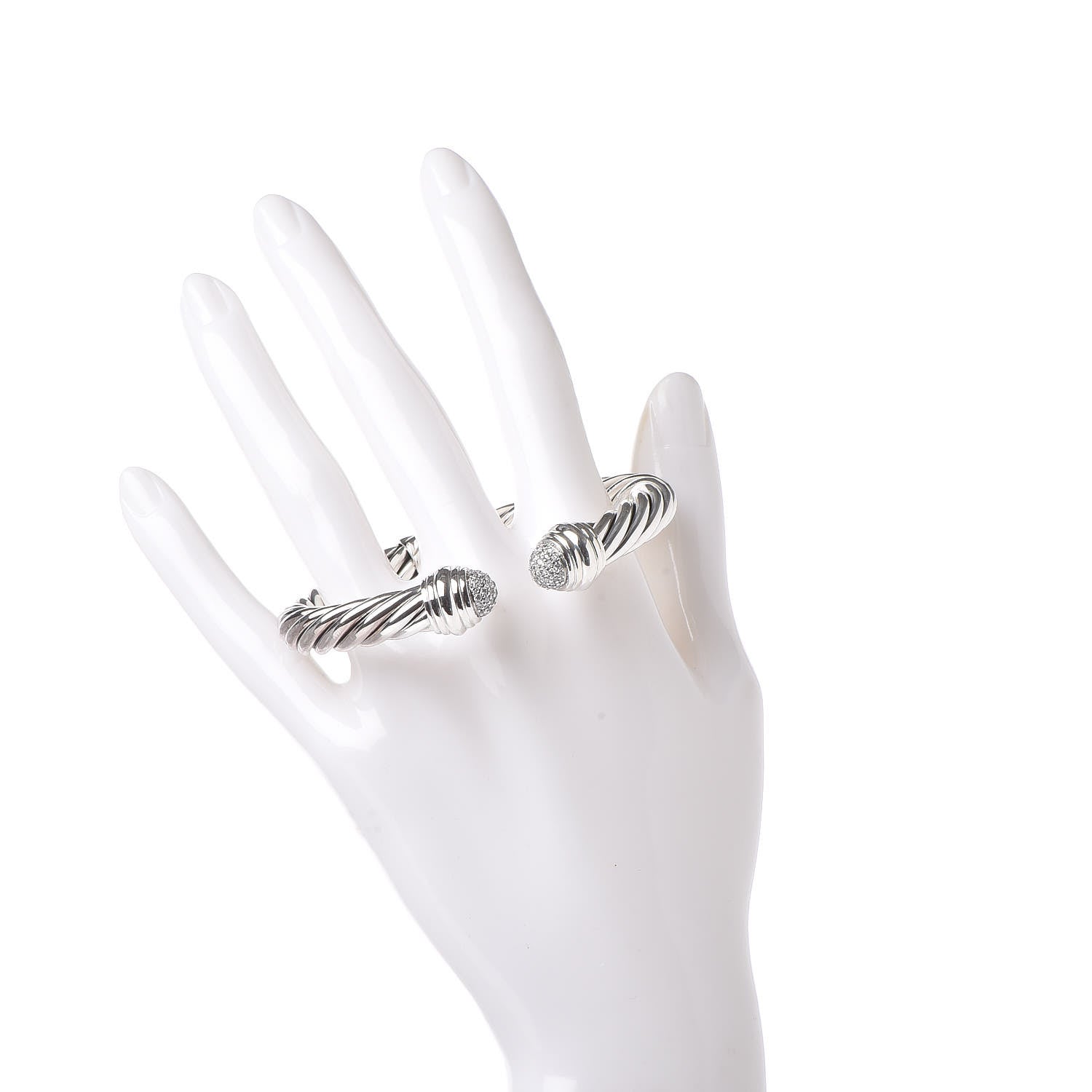David Yurman Sterling Silver Diamond 8.5mm Cable Classics Bracelet 2 of 5