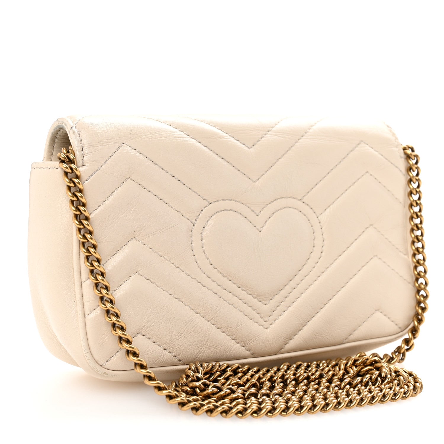 Gucci Calfskin Matelasse Super Mini GG Marmont Shoulder Bag White 3 of 10