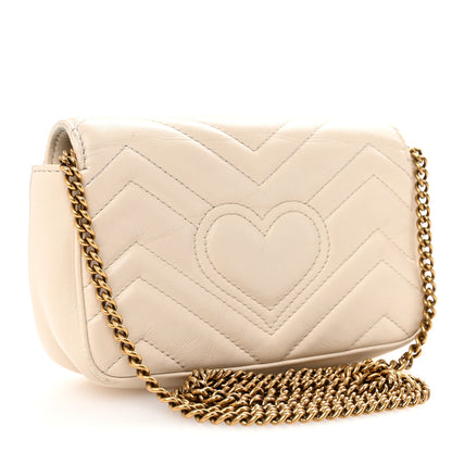 Gucci Calfskin Matelasse Super Mini GG Marmont Shoulder Bag White 3 of 10