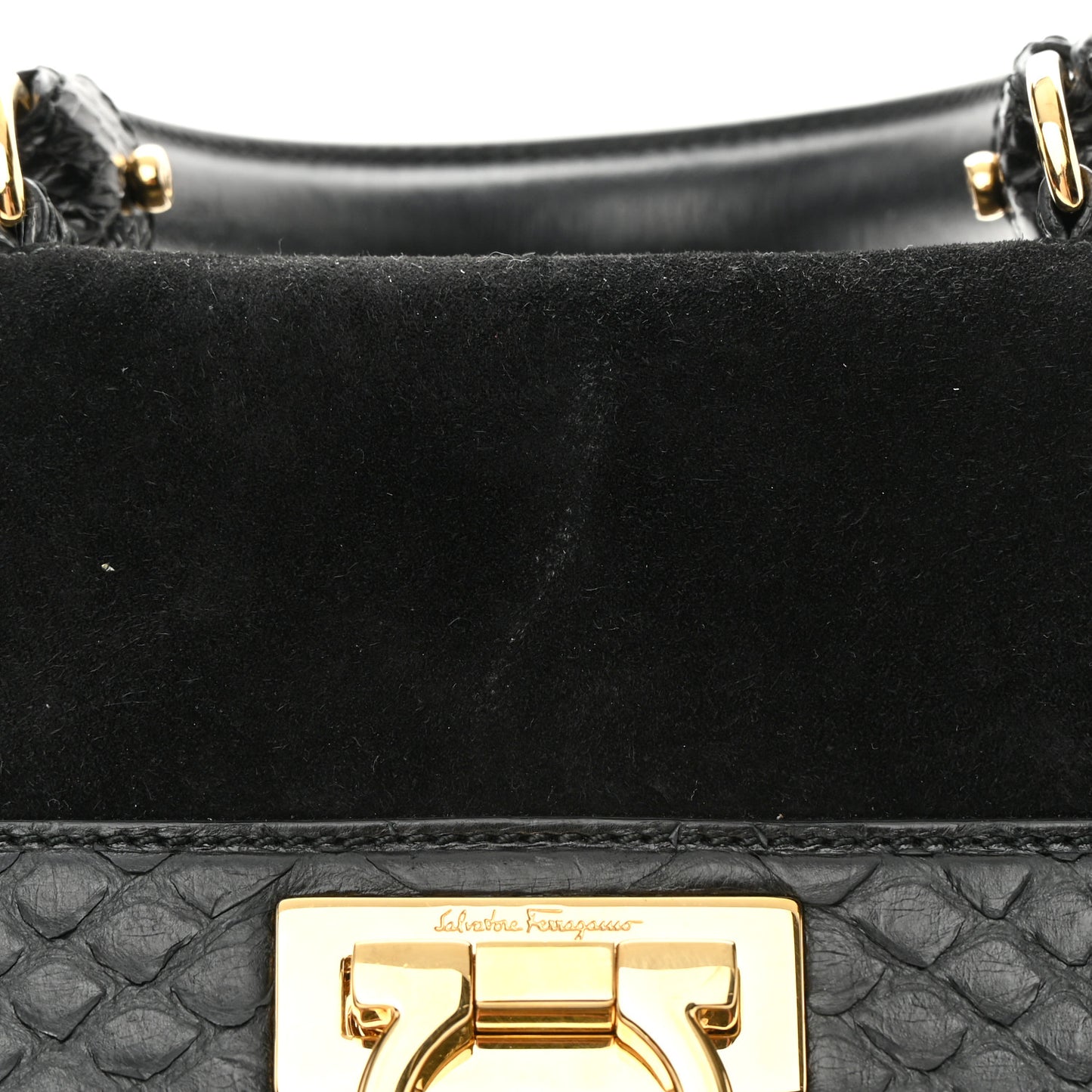 Calfskin Suede Snakeskin Small Sofia Satchel Black Burgundy