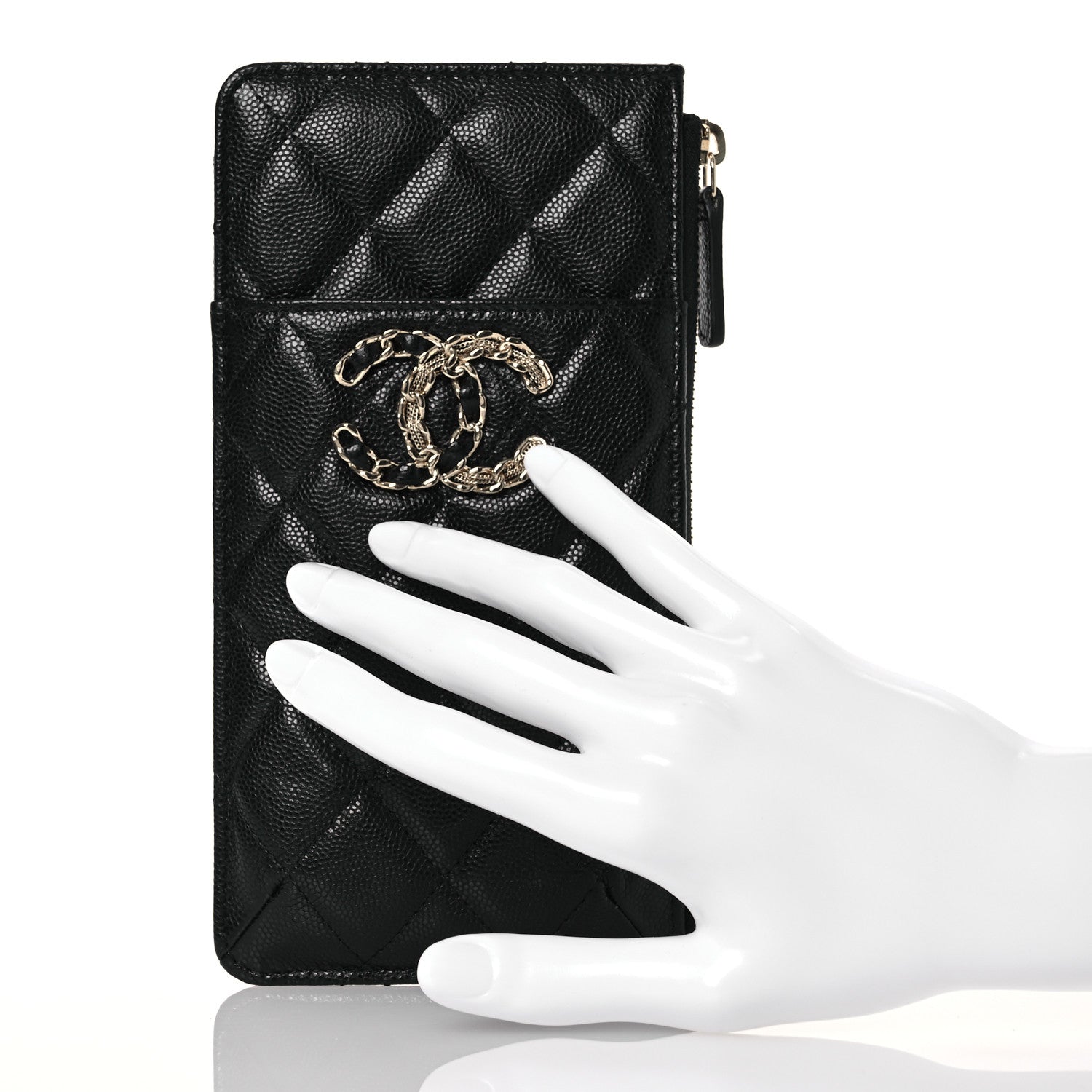 Chanel Caviar Quilted French New Wave Flat Wallet Pouch Black 2 of 8