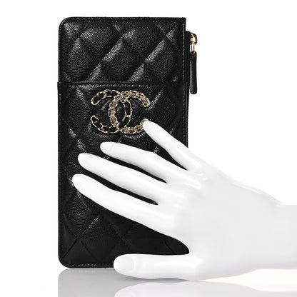 Chanel Caviar Quilted French New Wave Flat Wallet Pouch Black 2 of 8