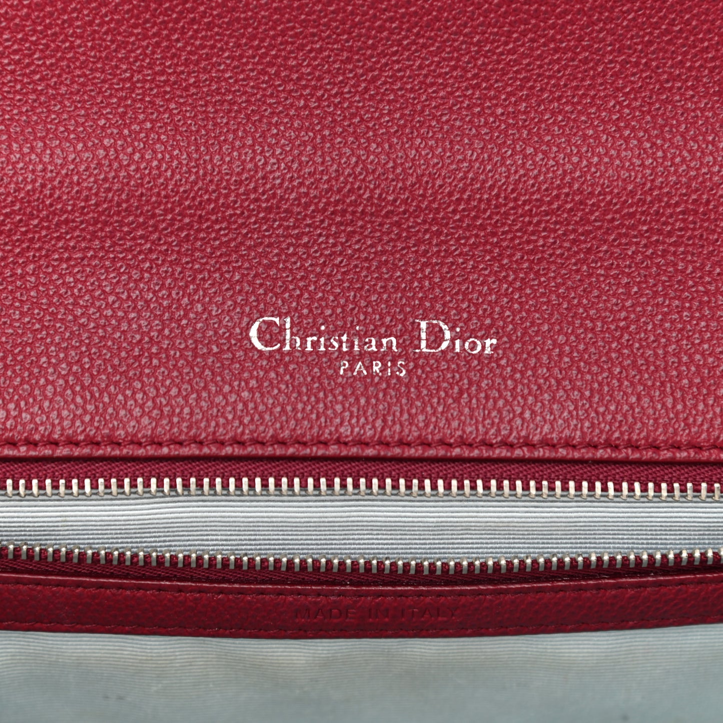 Grained Calfskin Large Diorama Flap Bag Burgundy