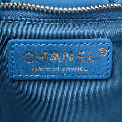 Chanel Lambskin Quilted Fold Over Clutch Blue 6 of 7