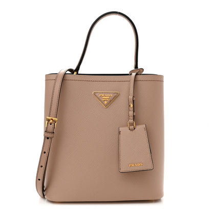 Prada Saffiano Cuir Medium Panier Bucket Bag Cipria Black 1 of 9