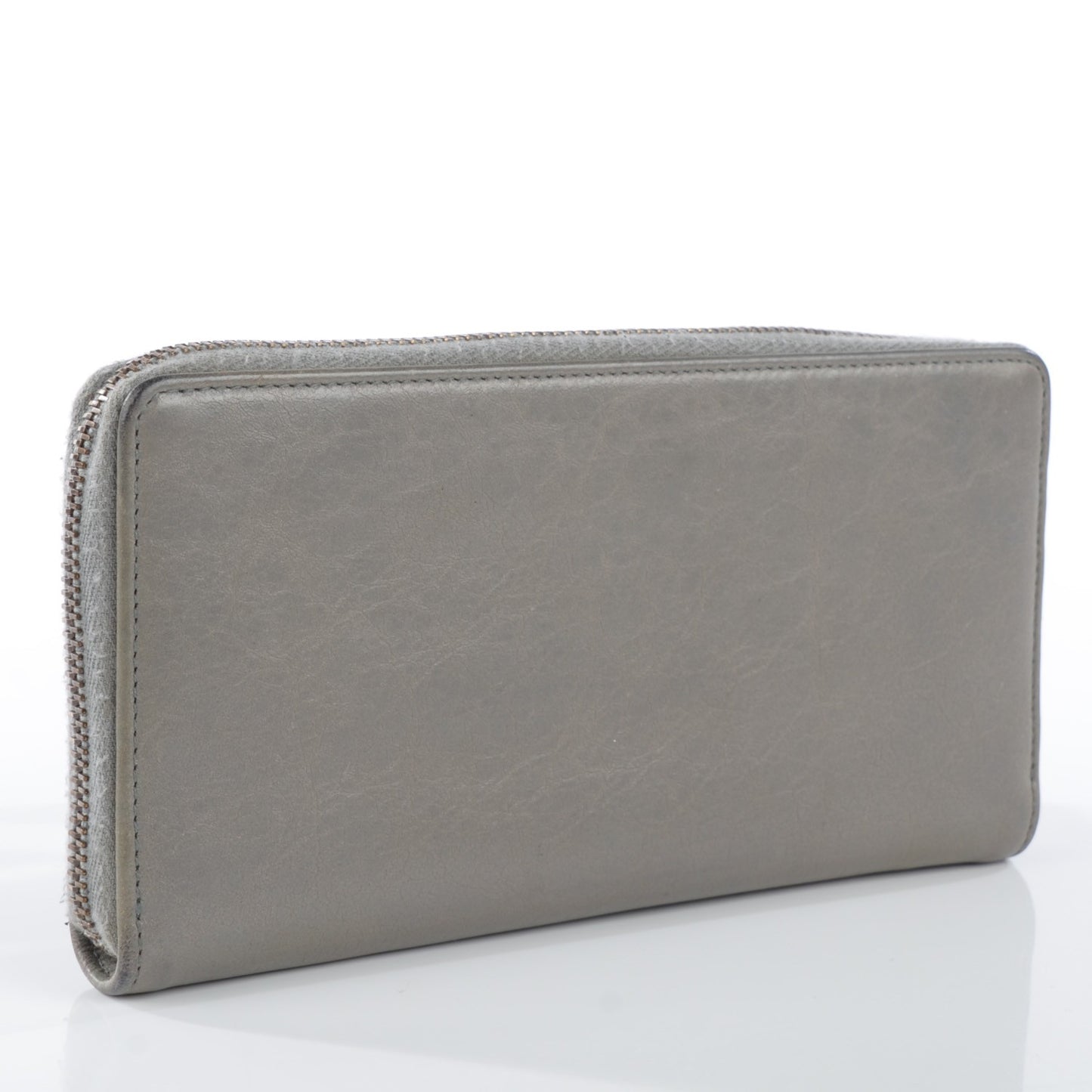 Agneau Classic Hardware Continental Zip Around Wallet Gris Pyrite