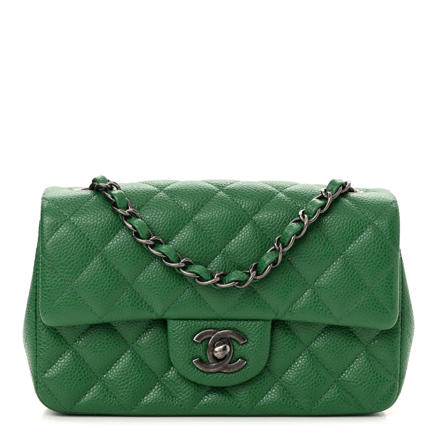 Chanel Caviar Quilted Mini Rectangular Flap Green 1 of 10