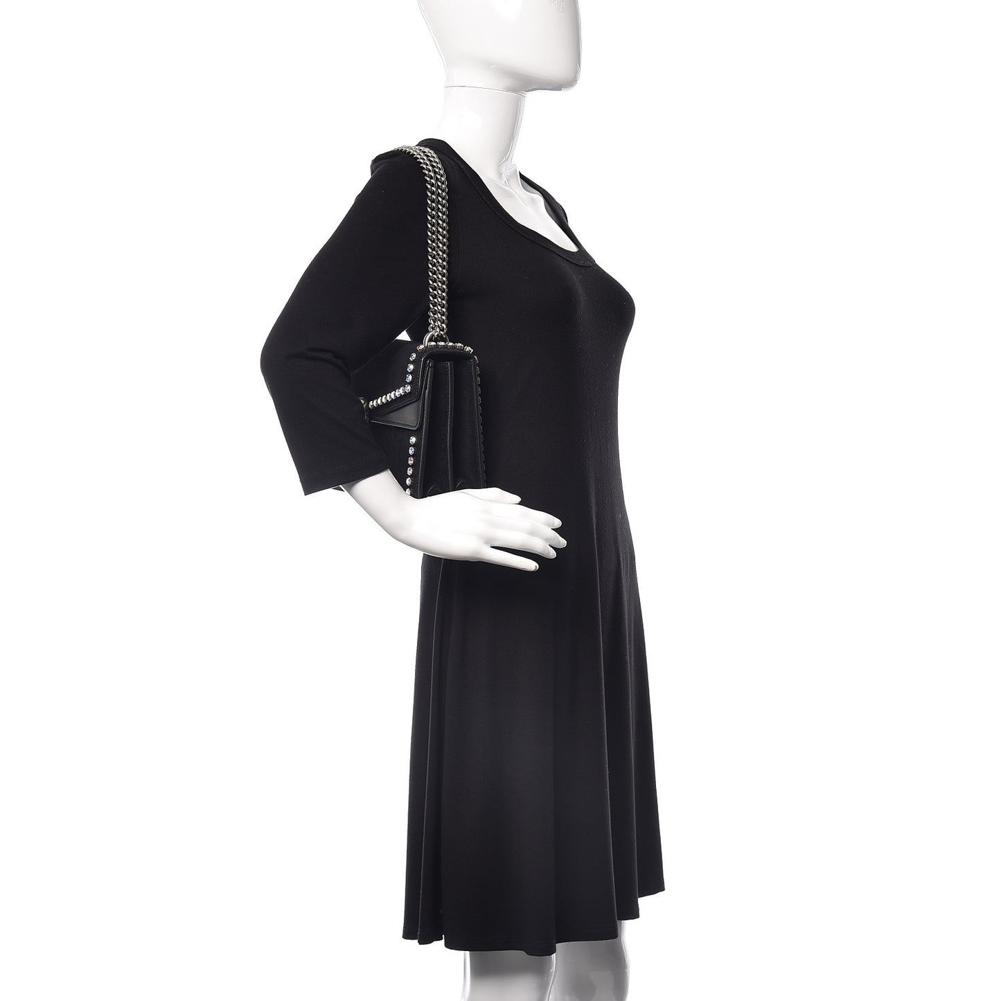 Suede Crystal Small Dionysus Shoulder Bag Black
