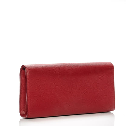 Saint Laurent Grain De Poudre Classic Monogram Clutch Red 3 of 9