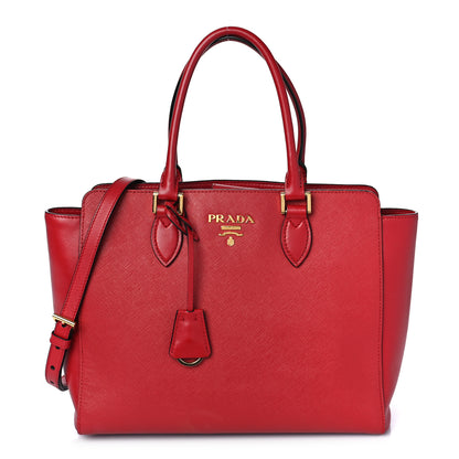Prada Saffiano Soft Calfskin Small Zippered Tote Fuoco 1 of 8