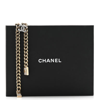 Chanel Chain Link Crystal CC Dog Tag Charm Necklace Gold 8 of 8