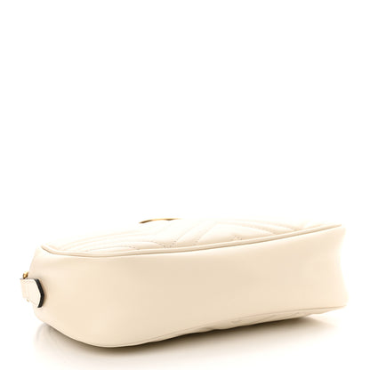 Gucci Calfskin Matelasse Small GG Marmont Chain Shoulder Bag White 4 of 12