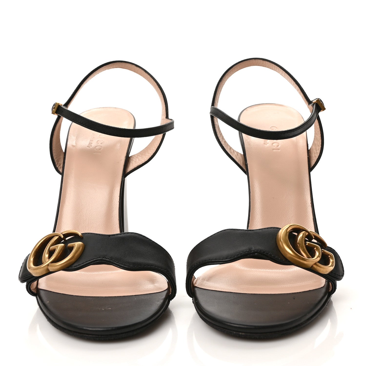 Gucci Lifford Calfskin GG Marmont Ankle Wrap 105mm Sandals 38 Black 2 of 9