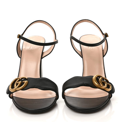 Gucci Lifford Calfskin GG Marmont Ankle Wrap 105mm Sandals 38 Black 2 of 9