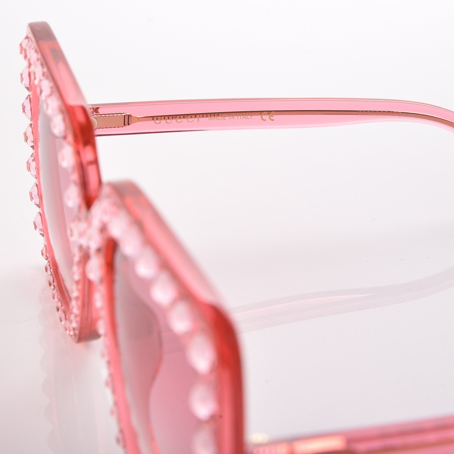 Gucci Acetate Crystal Oversize Sunglasses GG0148S Pink 6 of 7