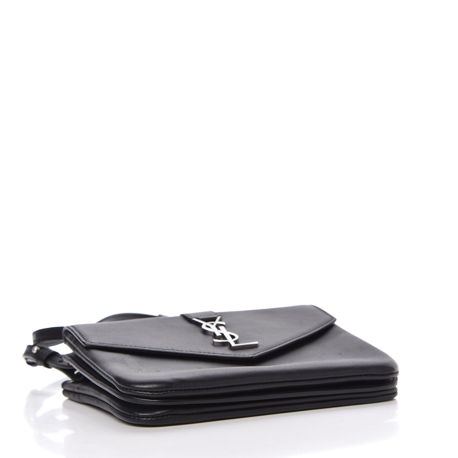 Saint Laurent Calfskin Monogram Tri Pocket Crossbody Bag Black 4 of 11
