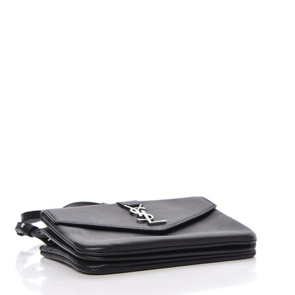 Saint Laurent Calfskin Monogram Tri Pocket Crossbody Bag Black 4 of 11