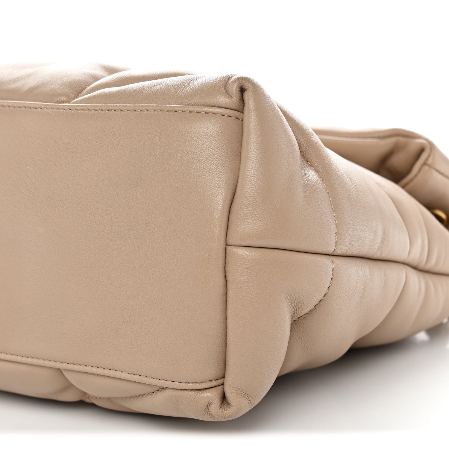 Saint Laurent Lambskin Quilted Medium Loulou Puffer Monogram Chain Satchel Dark Beige 10 of 10