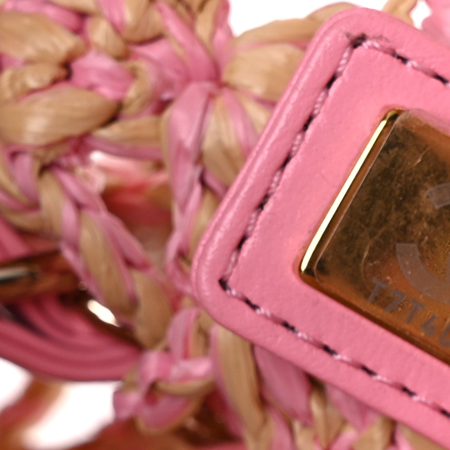 Raffia Effect Braided Large Shopping Bag Beige Pink