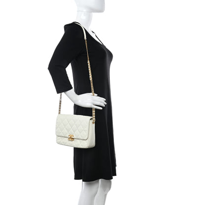 Chanel Shiny Caviar Quilted Large Chain Melody Flap White 2 of 11