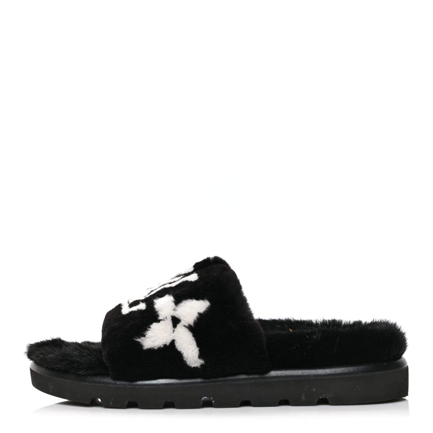Louis Vuitton Shearling Monogram Giant Paseo Flat Comfort Mule 39 Black 1 of 9