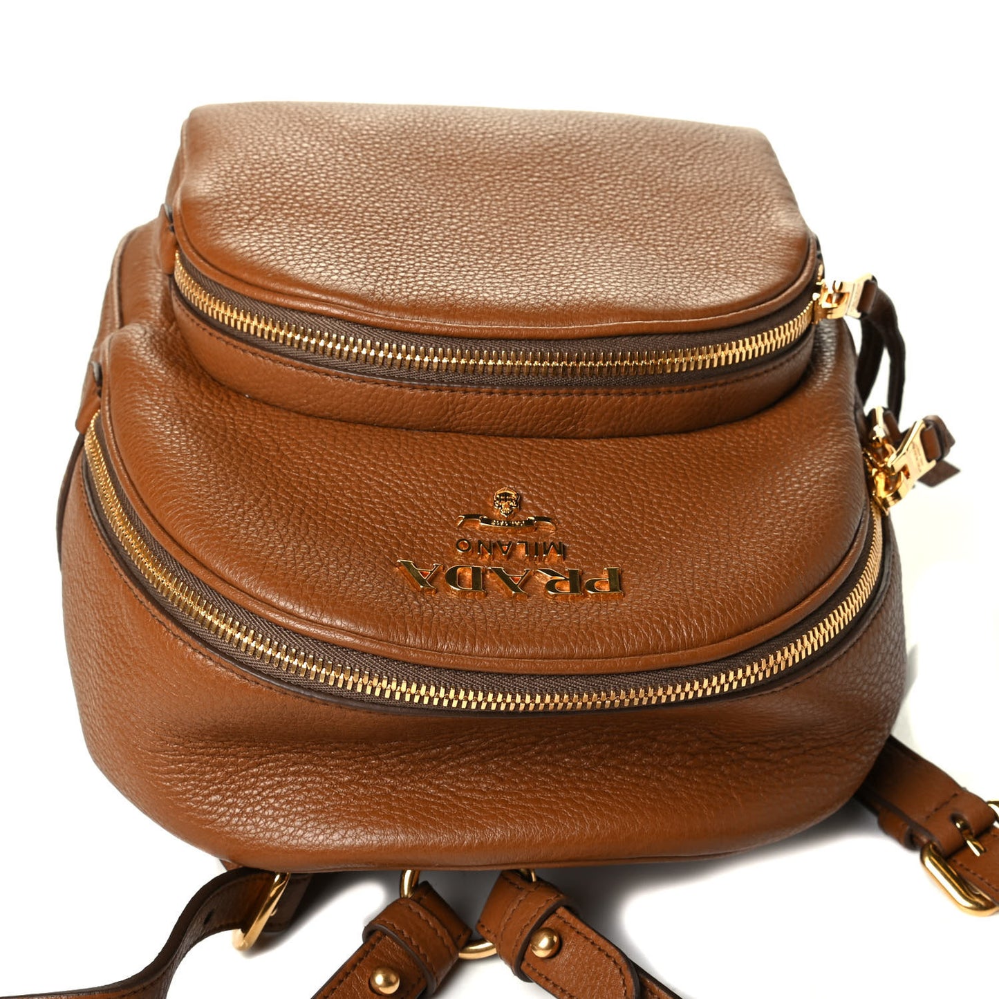 Vitello Daino Zip Backpack Cuoio