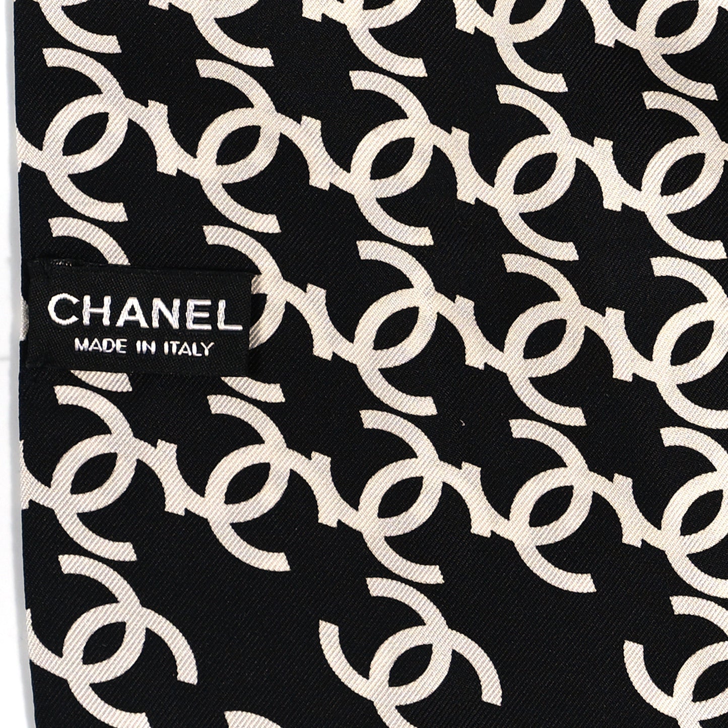 Silk Twill Houndstooth Slim Bandeau Scarf Black Ecru
